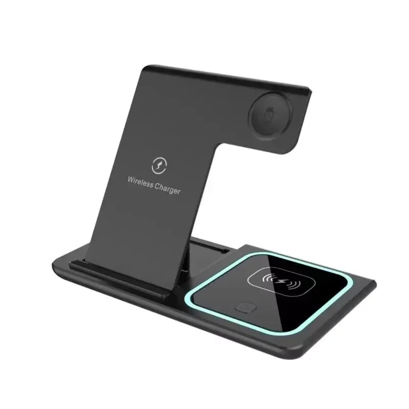 3 in 1 Wireless Charger Stand Pad Foldable Fast Charging Station Dock for Iphone 17 16 15 14 13 12 11 X 8 Apple Watch Airpods