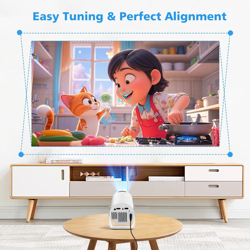 Mini Projector with Built-In Speaker, 150ANSI Support 1080P, Auto Keystone Correction, Portable Video Projector