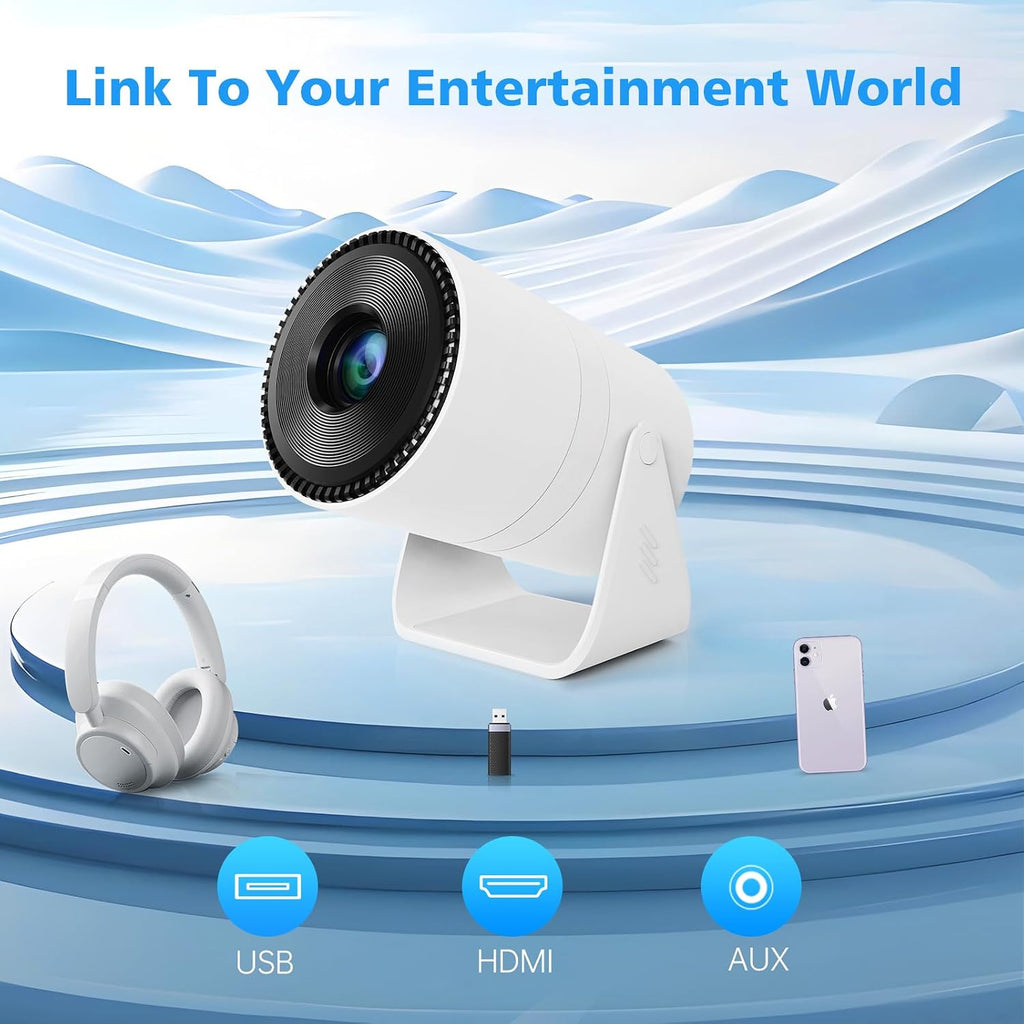 Mini Projector with Built-In Speaker, 150ANSI Support 1080P, Auto Keystone Correction, Portable Video Projector